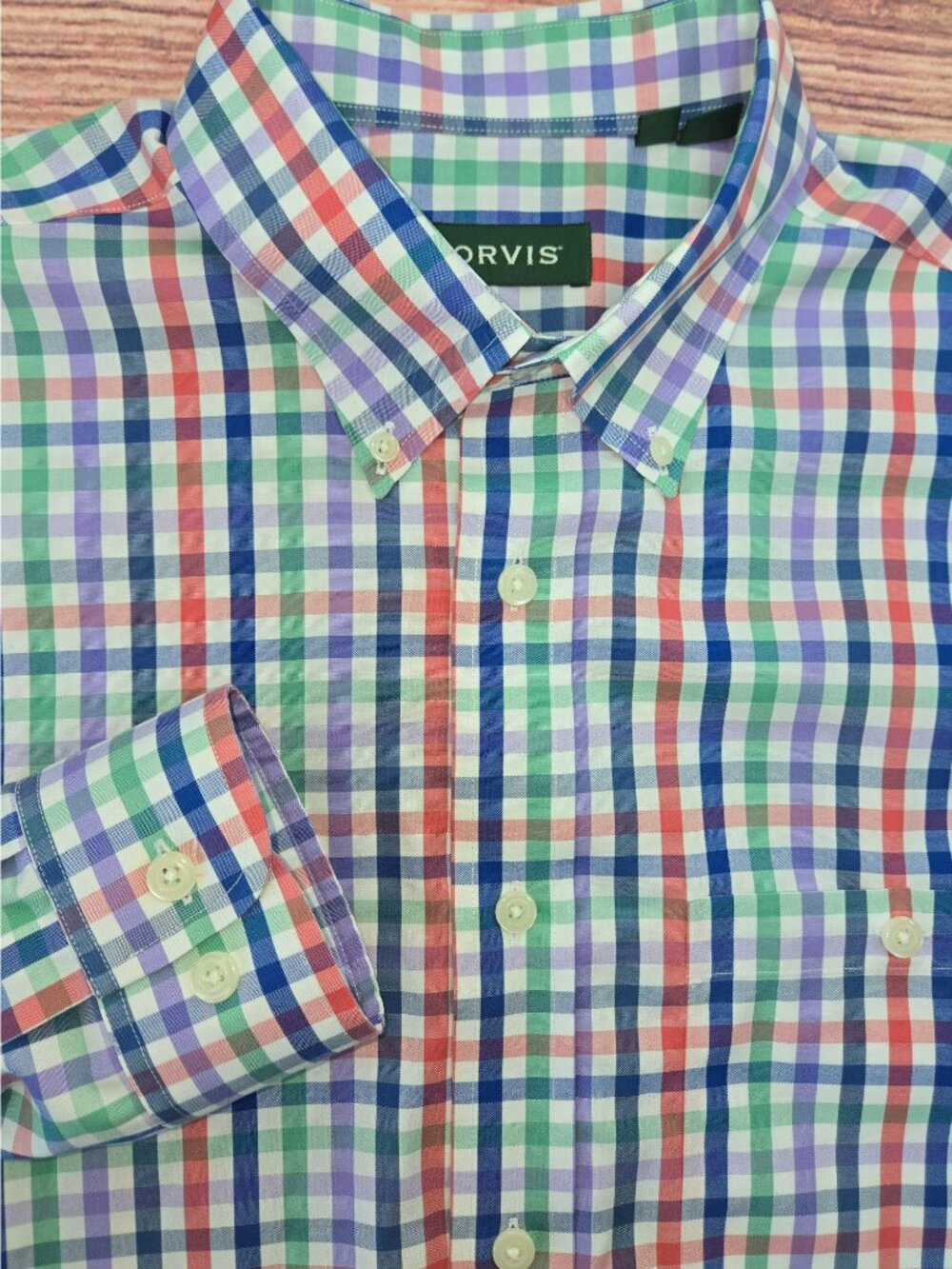 Orvis Mens Multicolor Plaid Long-Sleeve Shirt Size Large